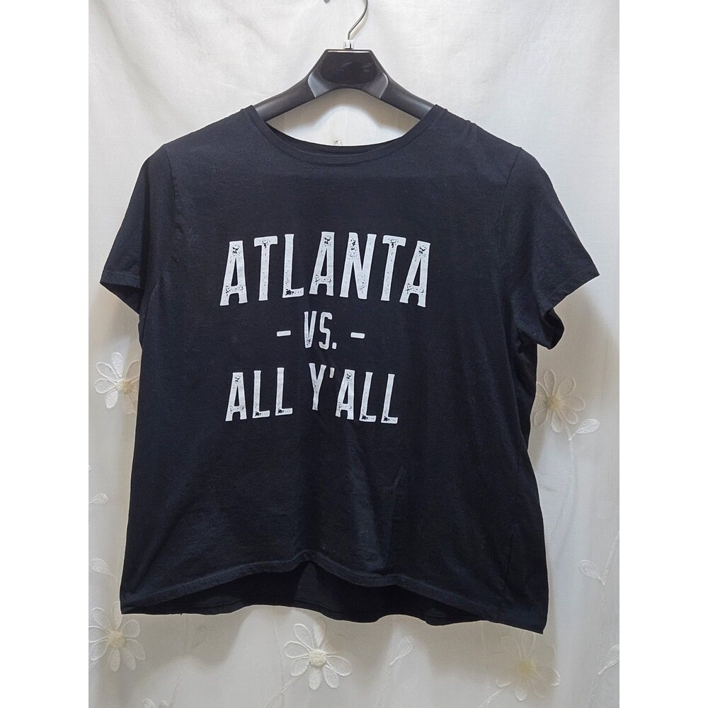 Gildan Womens 2XL Black Top ATLANTA VS ALL Y'All Novelty Urban Street Wear Trend